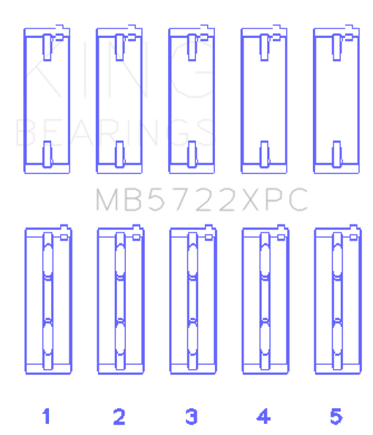 King 2007+ Mitsubishi 4B11T EVO X Coated Performance Main Bearing Set - Size STD