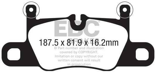 EBC 2016+ Porsche 911 (991/2 w/Cast Iron Rotors) 3.0TT Carrera Bluestuff Rear Brake Pads