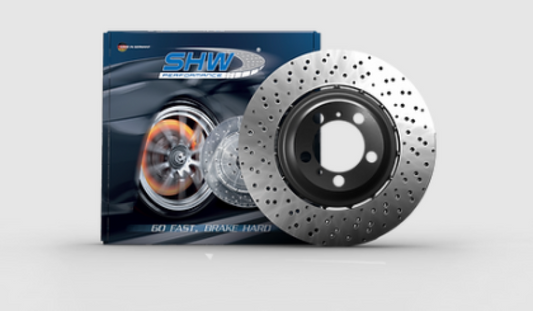 SHW 21-22 Audi RS6 4.0L V8 Rear Drilled-Dimpled Lightweight Brake Rotor (4K0615601A)